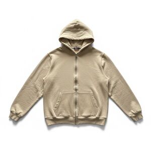 BoohooMAN Full-Zip Beige Hoodie Men’s Small